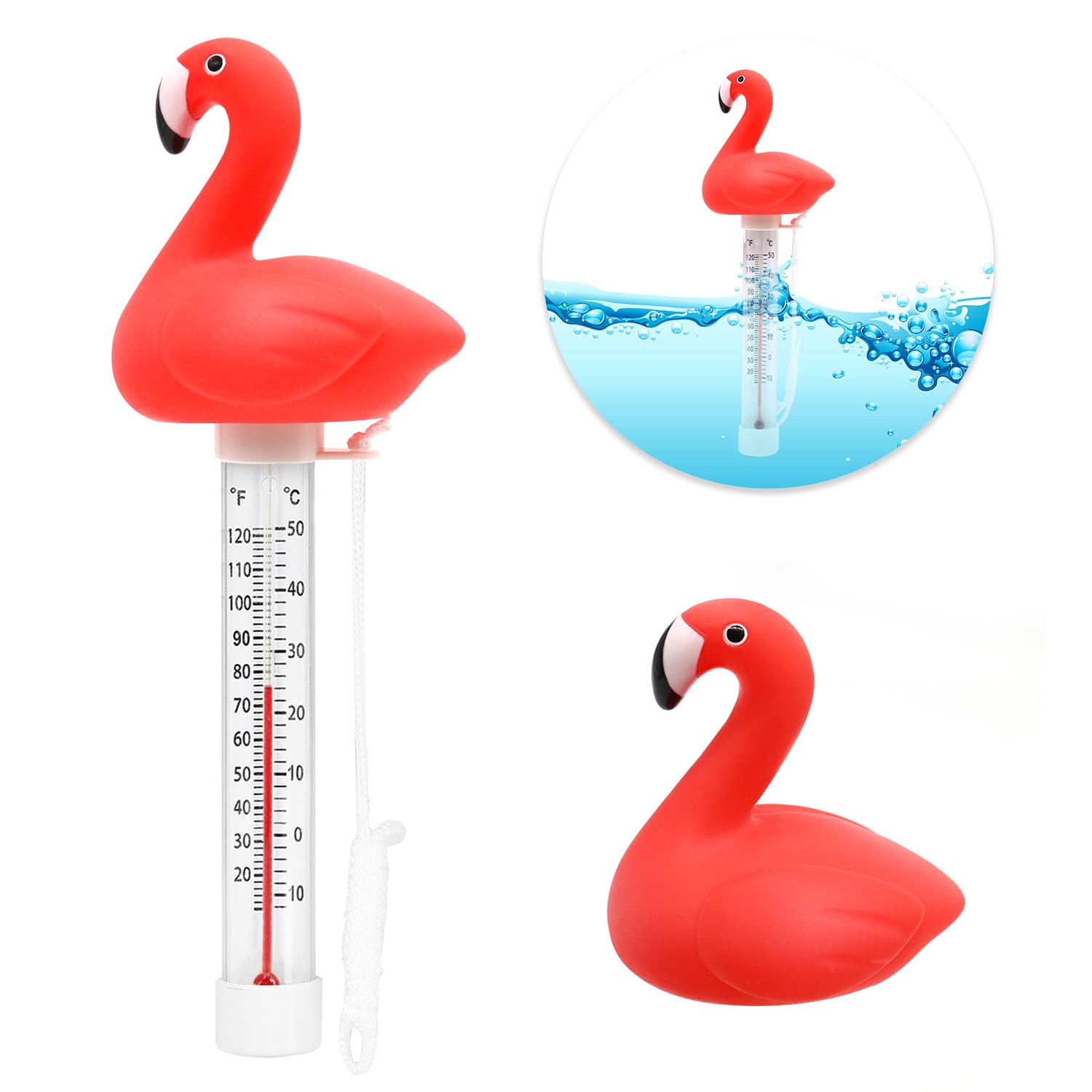 Pool Thermometer, Large Size Easy Read for Water Temperature with Strin