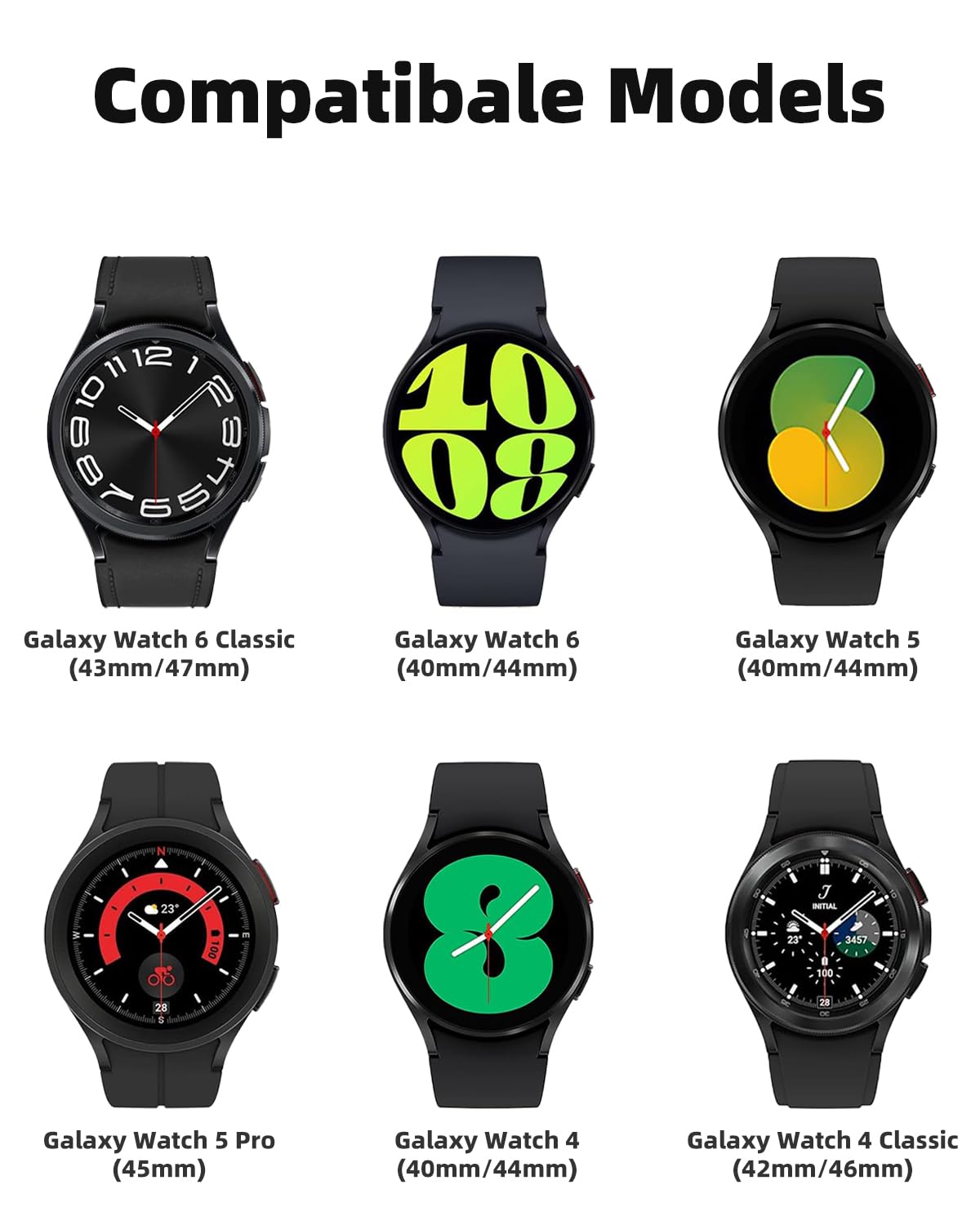 Pack No Gap Bands Compatible with Samsung Galaxy Watch 6 5 4 Band 44mm 40mm/Gala