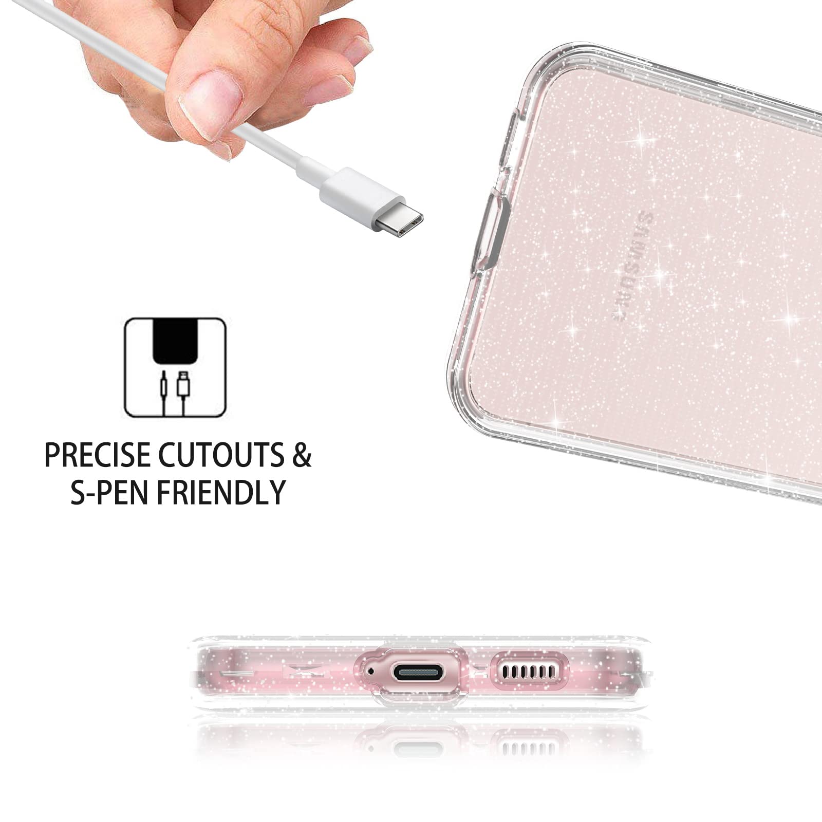 Galaxy S22 5G Glitter Full Body Case - Heavy-Duty 3-in-1 Protection for Ultimate