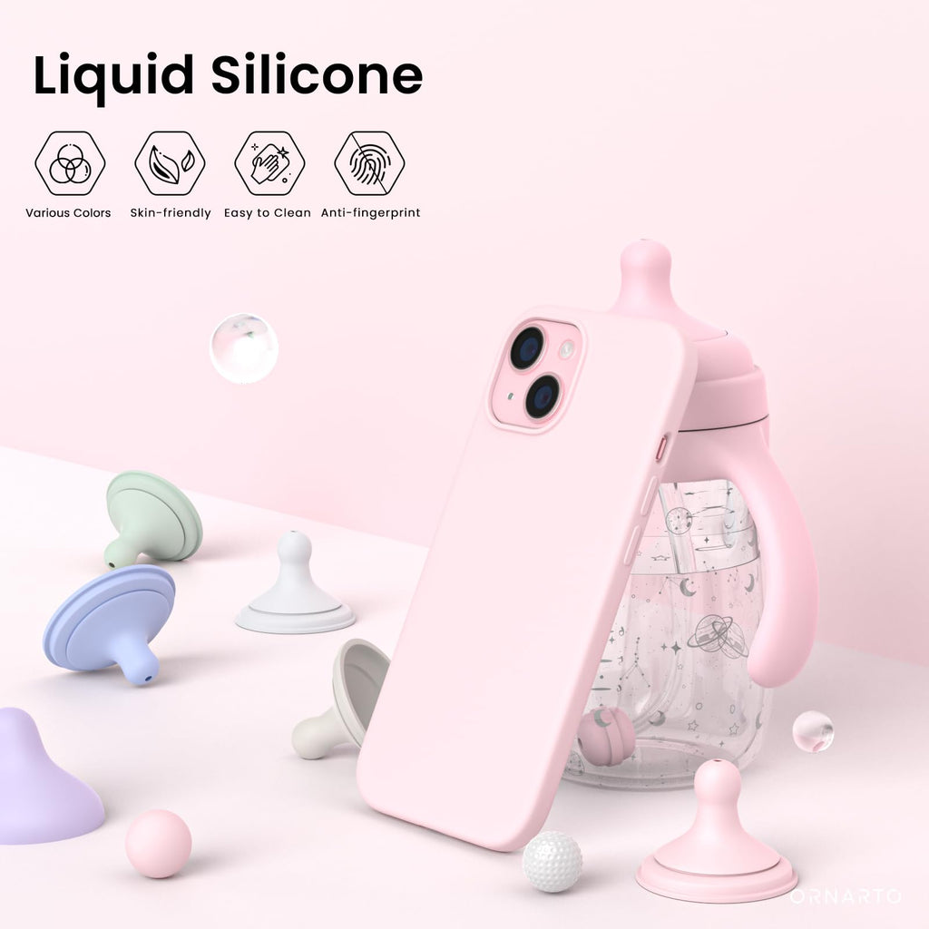 15 Case 6.1, Slim Liquid Silicone 3 Layers Full Covered Soft Gel Rubber Phone Ca