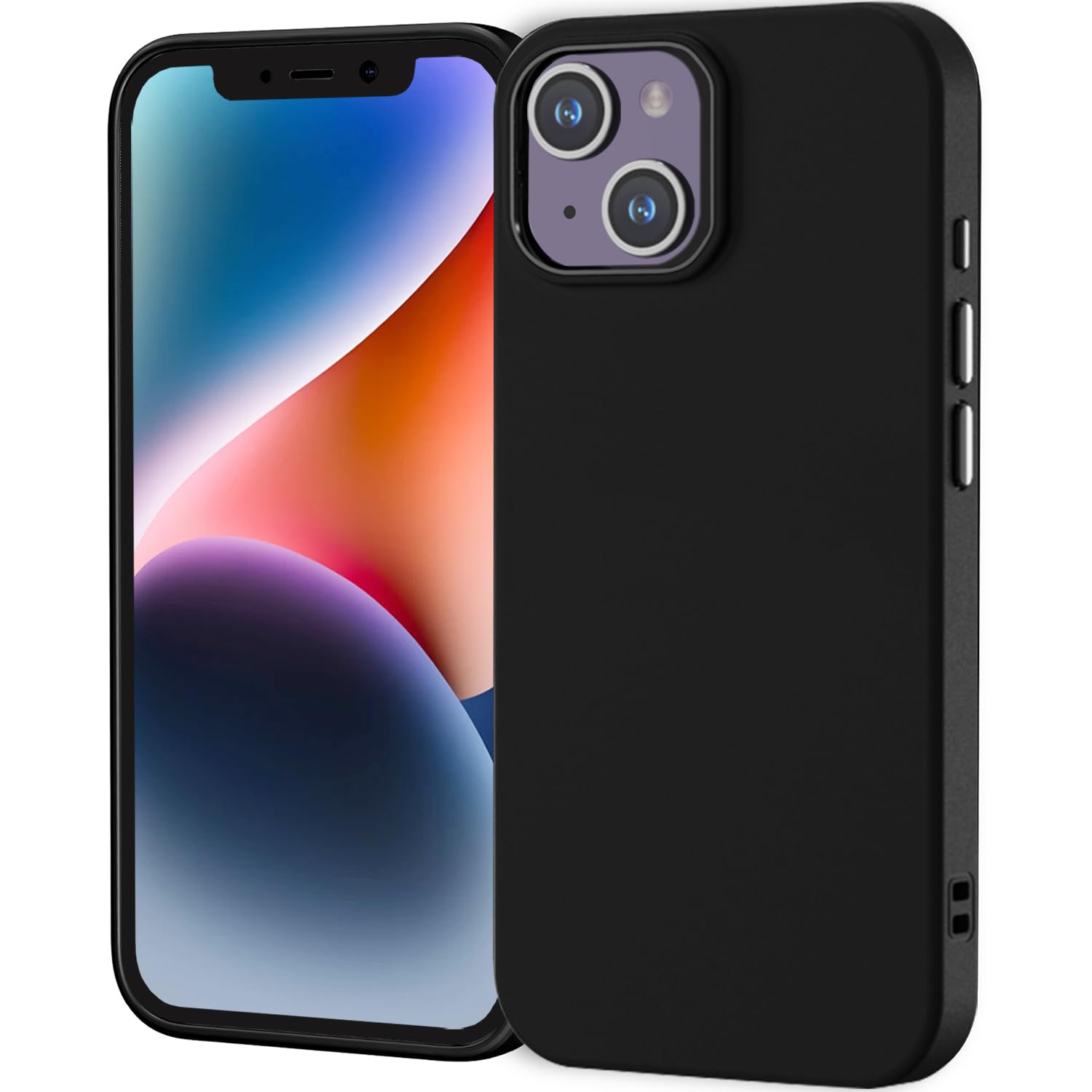 Case Iphone 13 & Iphone 14, Black Case Anti-Fingerprint Protective Bumper Matte
