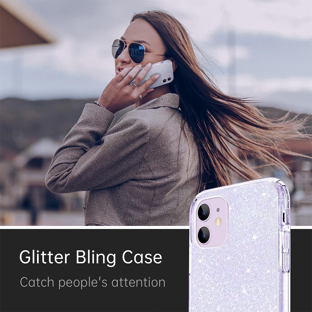 with iPhone 11 Case, Clear Glitter Sparkle Bling Anti-Scratch Shockpr