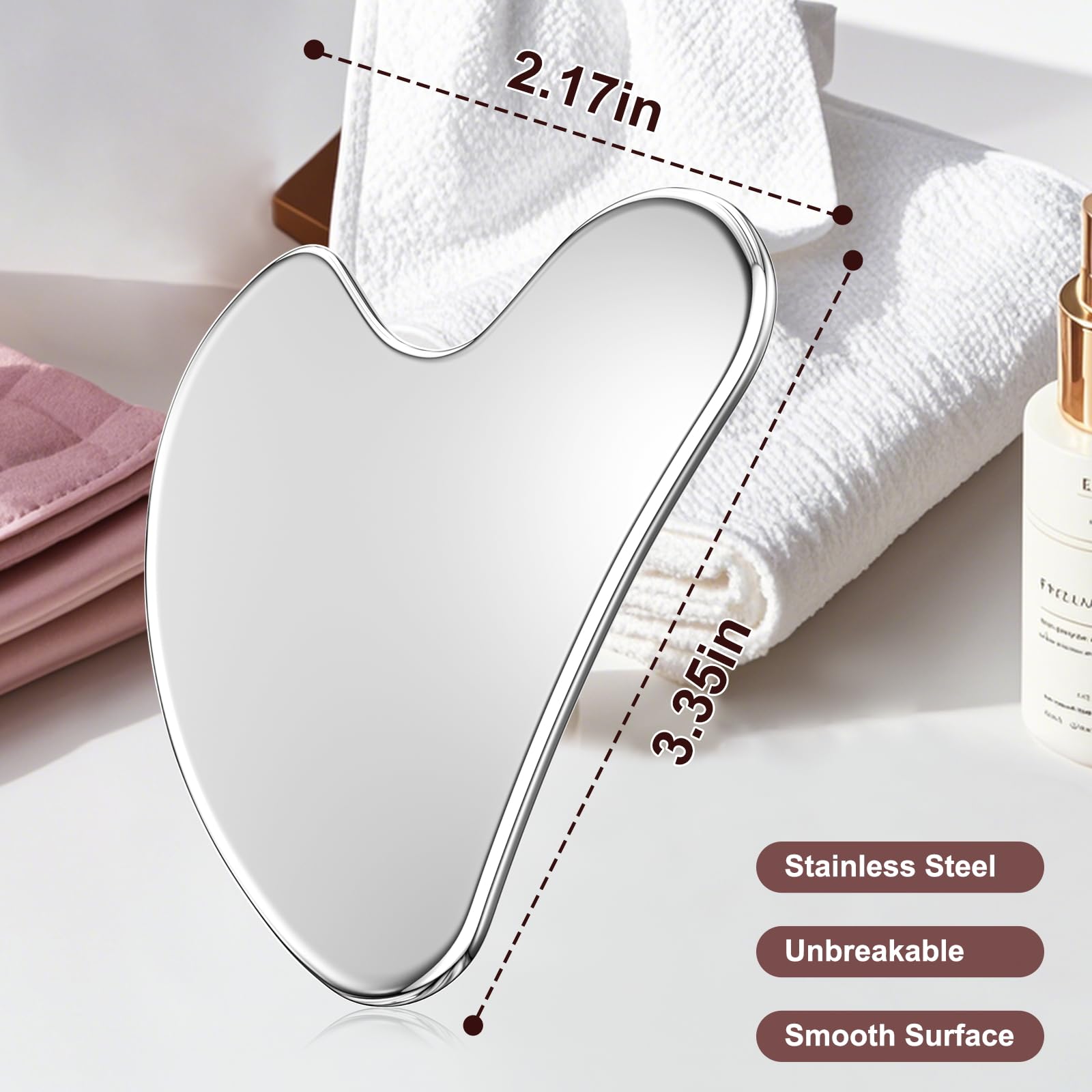 Metal Gua Sha Tool — Stainless Steel Facial Sculpting for Face & Body Muscle Ten