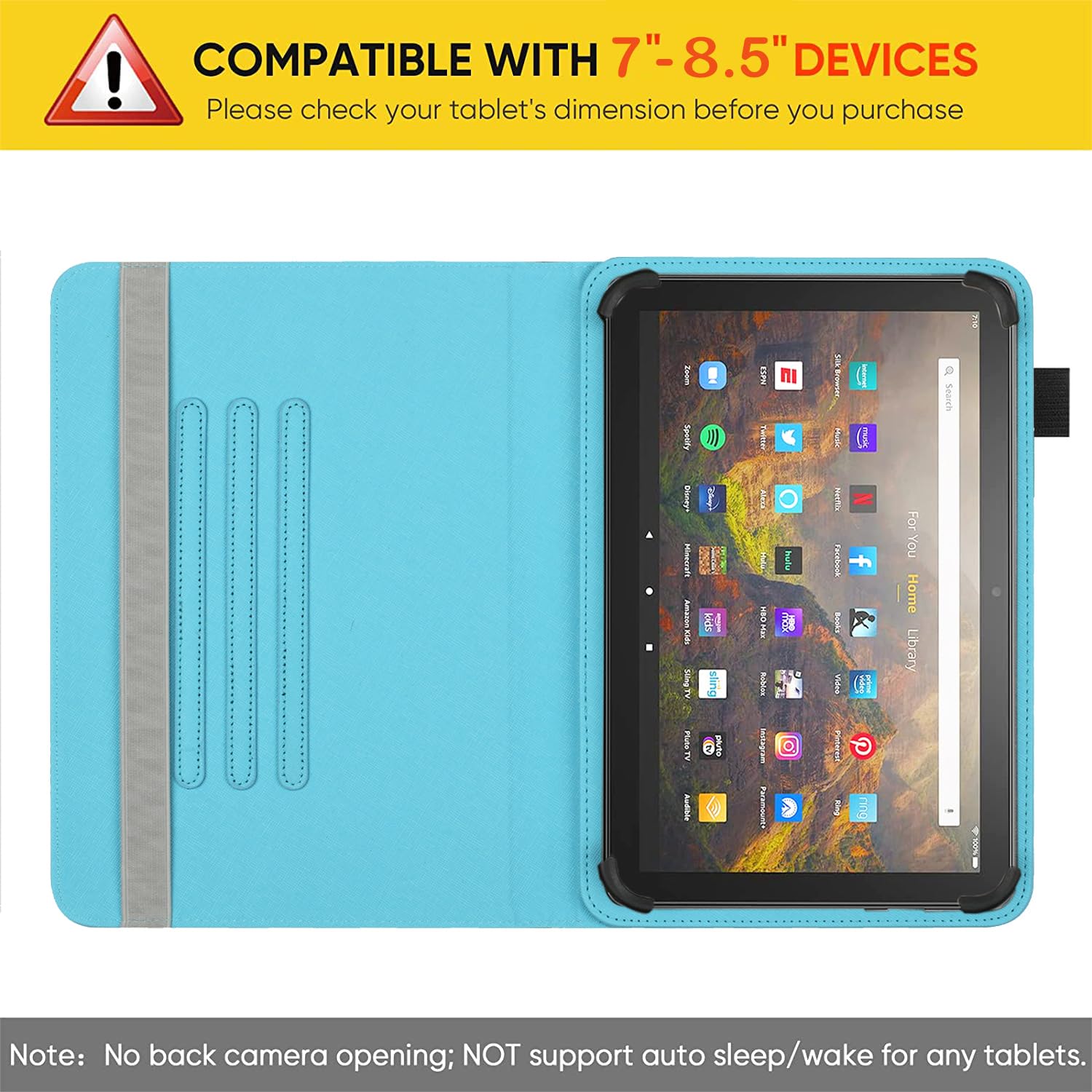 Universal 7 inch 8 inch Tablet Case,360 Degree Rotatable Kickstand Multiple View