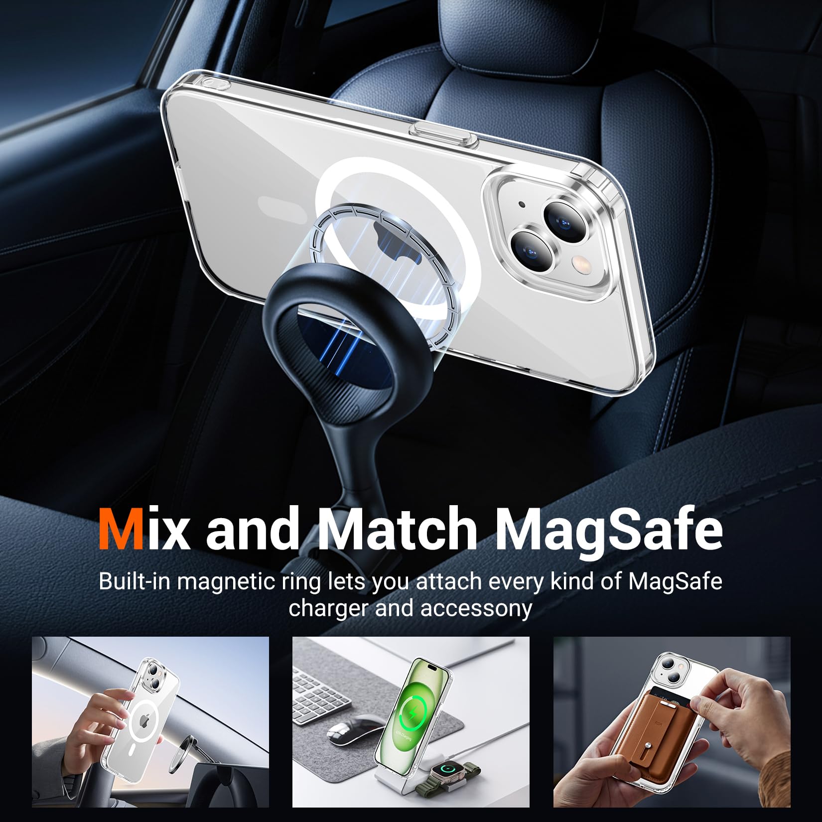 Iphone 15 Case Clear, [ Magsafe][Anti-Yellowing][Military-Grade Protection] Shoc