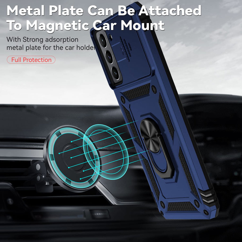 S21 Plus Case with Innovative Slide Camera Cover & HD Screen Protector