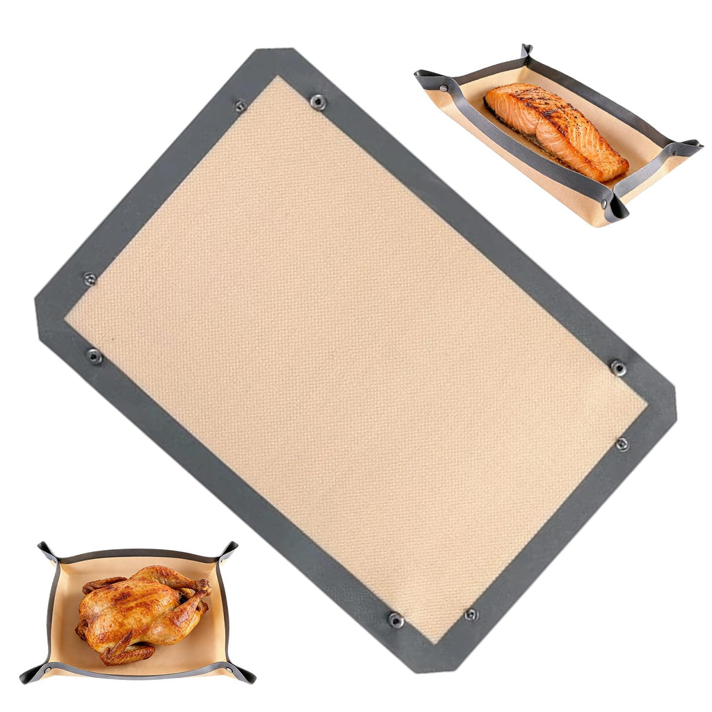 Baking Mat with Buckle — No-Leak Non-Stick Oven Liner with Snap-Lock Corners