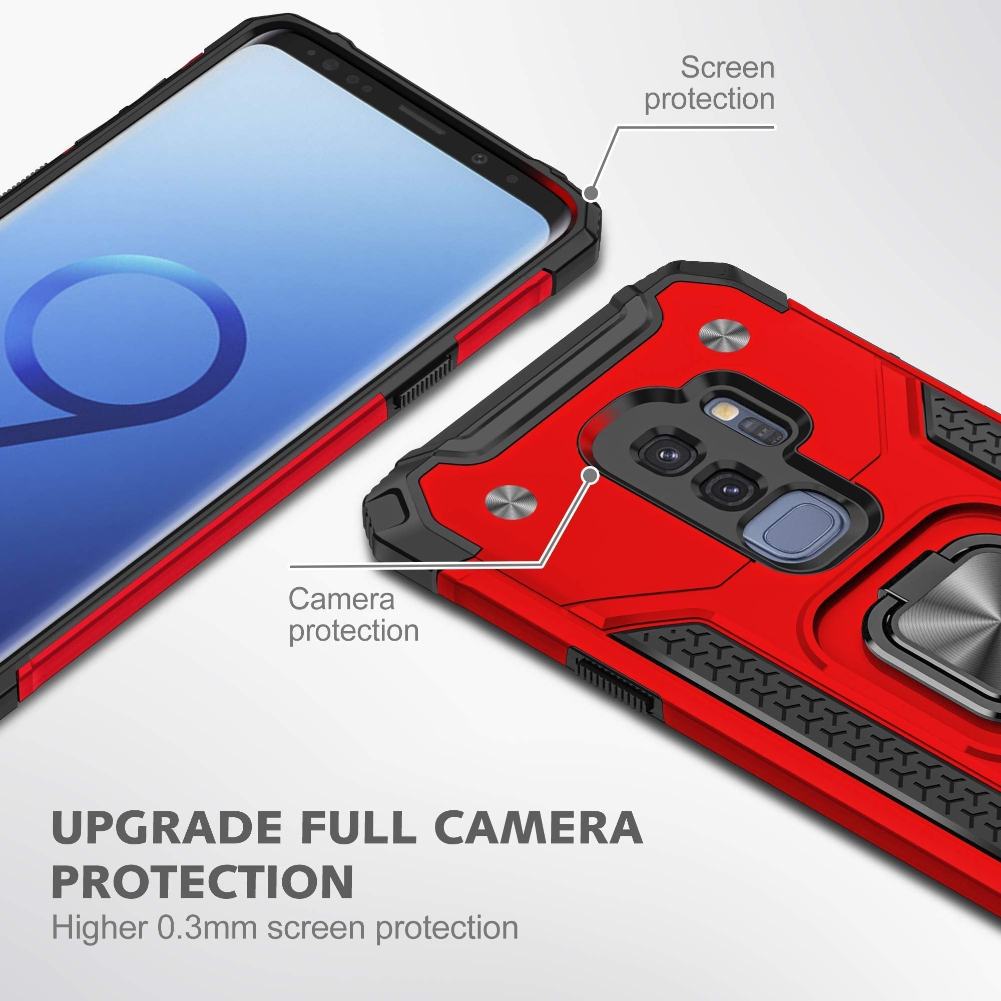 Galaxy S9 Plus Armor Case with 3D Curved Screen Protector for Ultimate Protectio