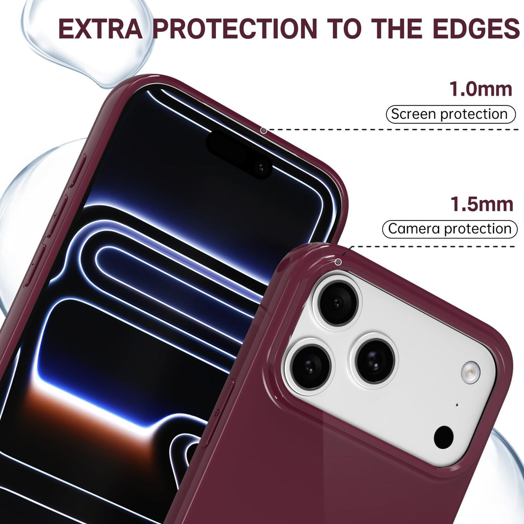 Iphone 17 Pro Max Case Silicone, Glossy Soft Rubber Gel Jelly Cute Protective Pl