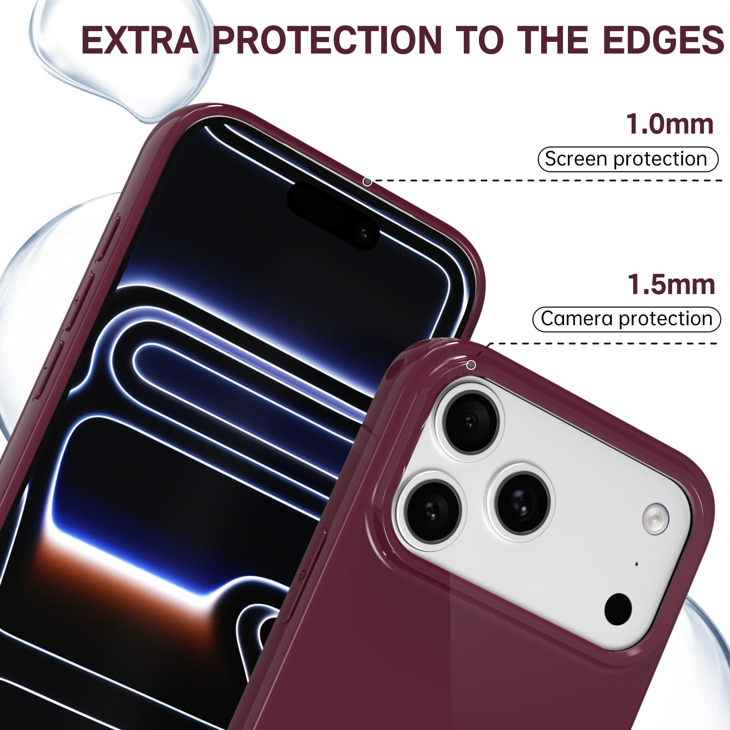 Iphone 17 Pro Max Case Silicone, Glossy Soft Rubber Gel Jelly Cute Protective Pl