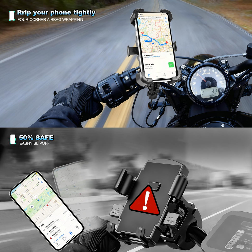 Bike Phone Mount Holder, Motorcycle Phone Mount, 3rd-Gen Anti Vibration for Scoo