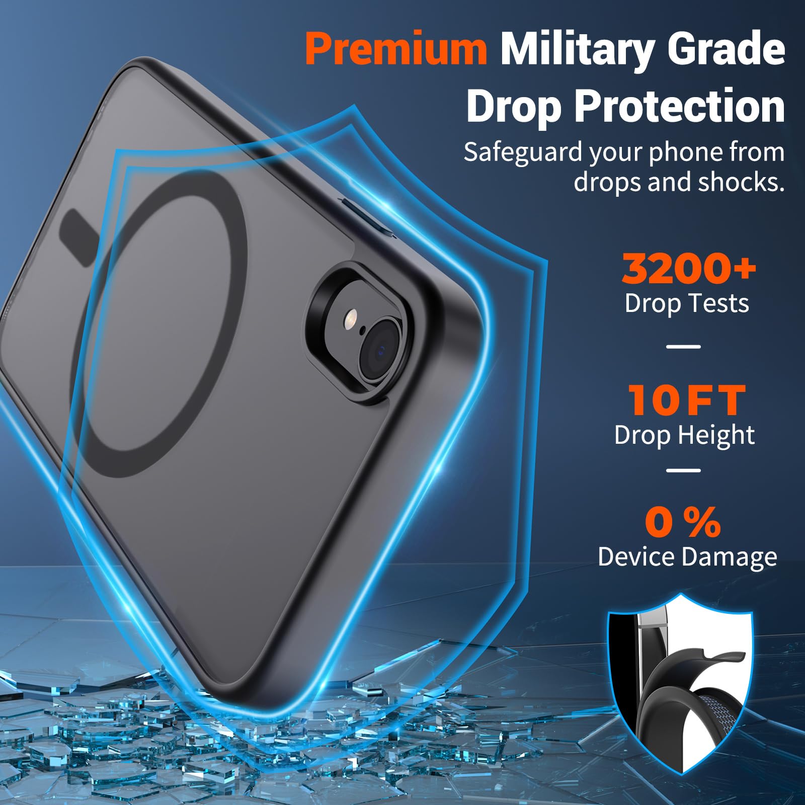 For Iphone Xr Phone Case( Magsafe)(Military Grade Drop Protection) Slim Transluc
