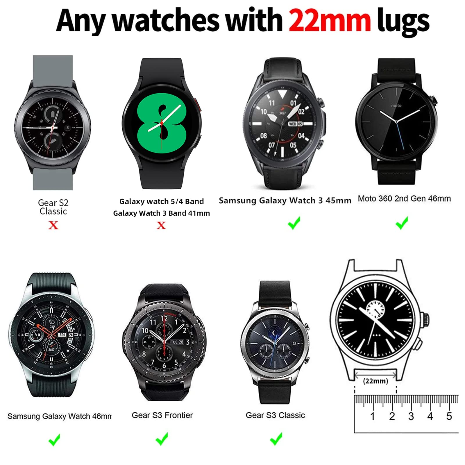 Compatible with Samsung Galaxy Watch 3 Bands 45mm/Galaxy Watch 46mm Bands/Gear S
