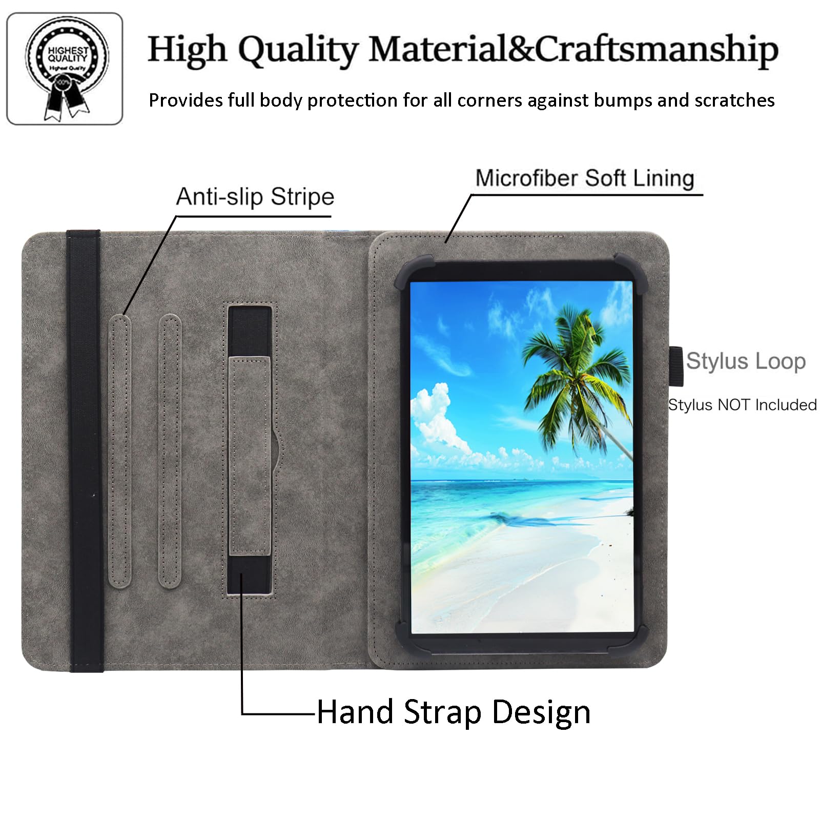 10.1 11 Inch Android Tablet Case, Dluggs Multi-Angle Viewing Stand Case Cover