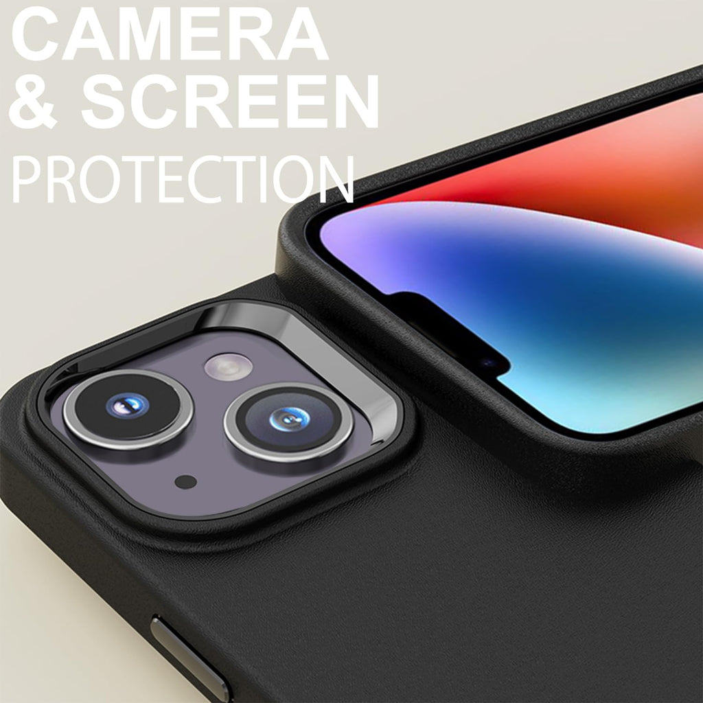 Case Iphone 13 & Iphone 14, Black Case Anti-Fingerprint Protective Bumper Matte