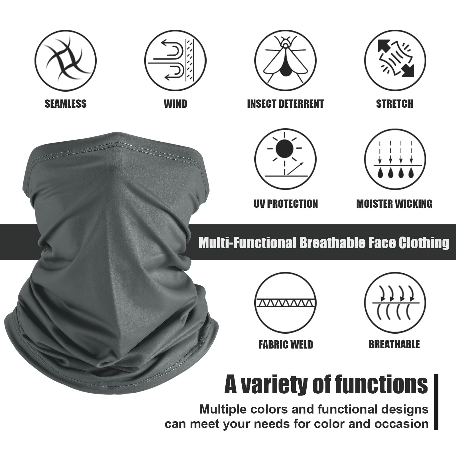 6 Pieces Summer UV Protection Cooling Neck Gaiter Face Clothing Neck Gaiter Mask
