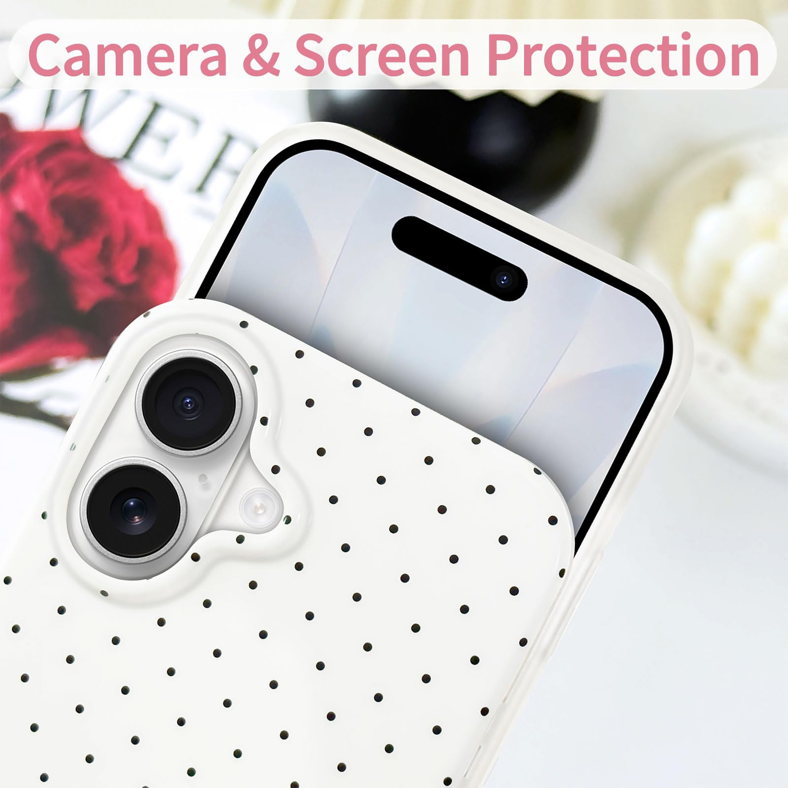 Iphone 17 Case Cute Polka Dot Aesthetic Design Simple Cover 6.3", Thin Slim Anti