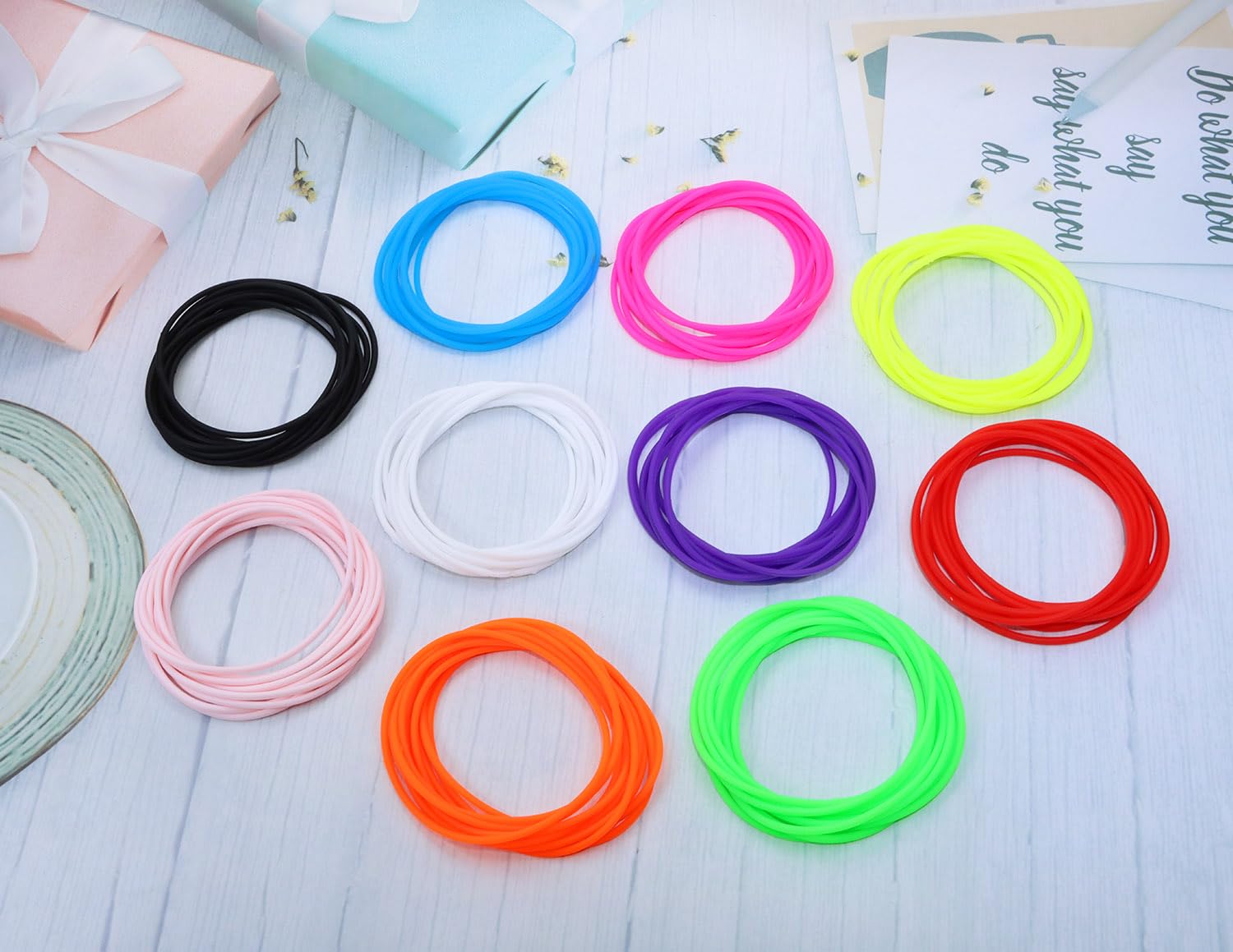ANGEL Silicone Jelly Bracelet 30Pcs 10 Colors Adult Size Retro Neon 80s Style Co