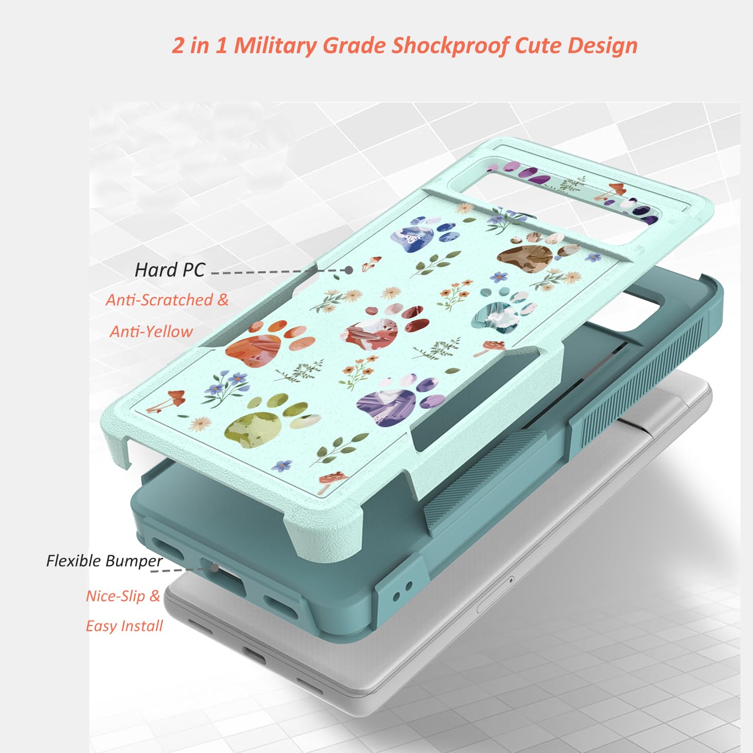 Google Pixel 7a 5G Case: Cute Flowers Floral Design for Girls Women Slim Fit