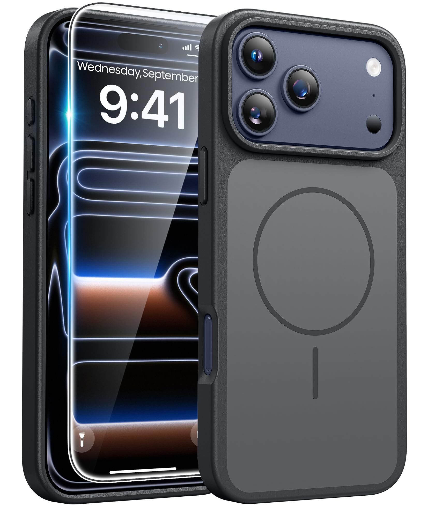 Iphone 17 Pro Max Case Black: [ Magsafe] [Magnetic Phone Cover With Screen Prote