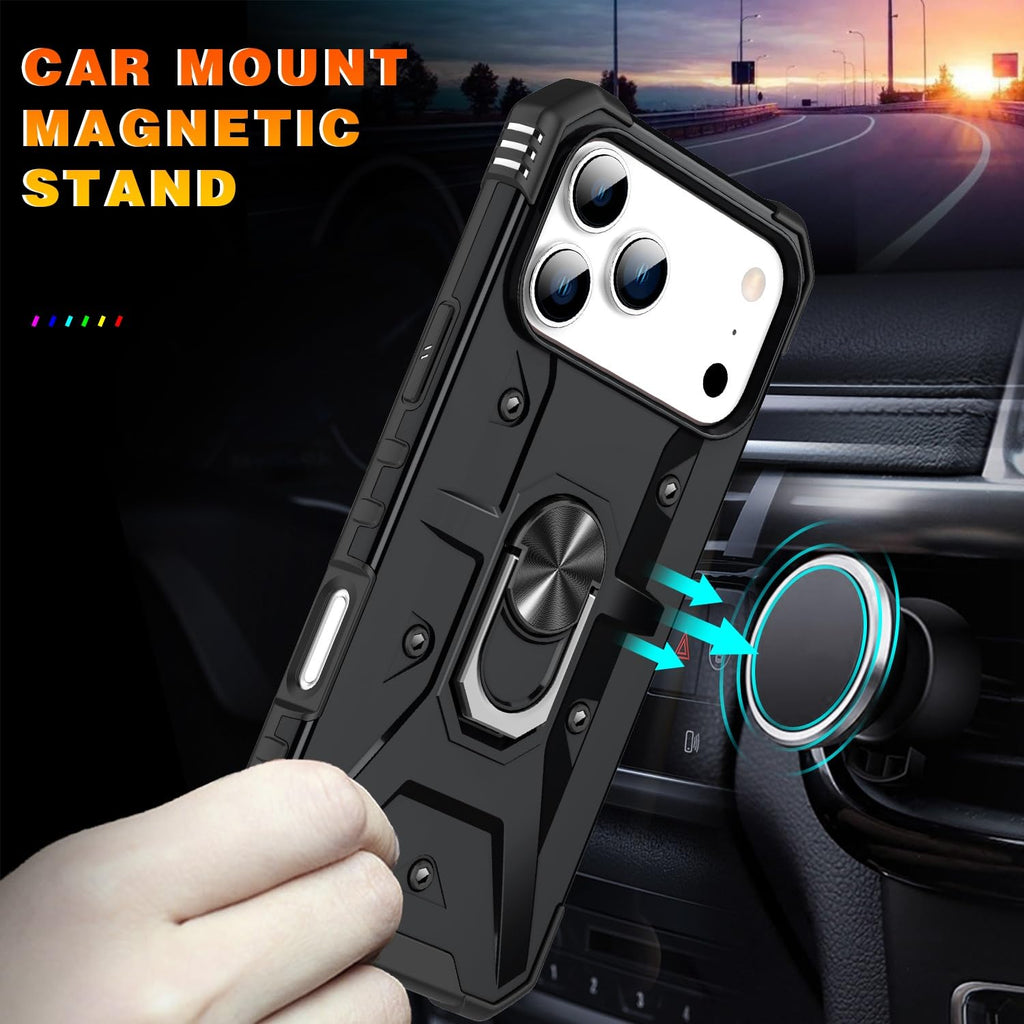 Iphone Case With Kickstand & Heavy-Duty Magnet Car Mount Function, Military Grad