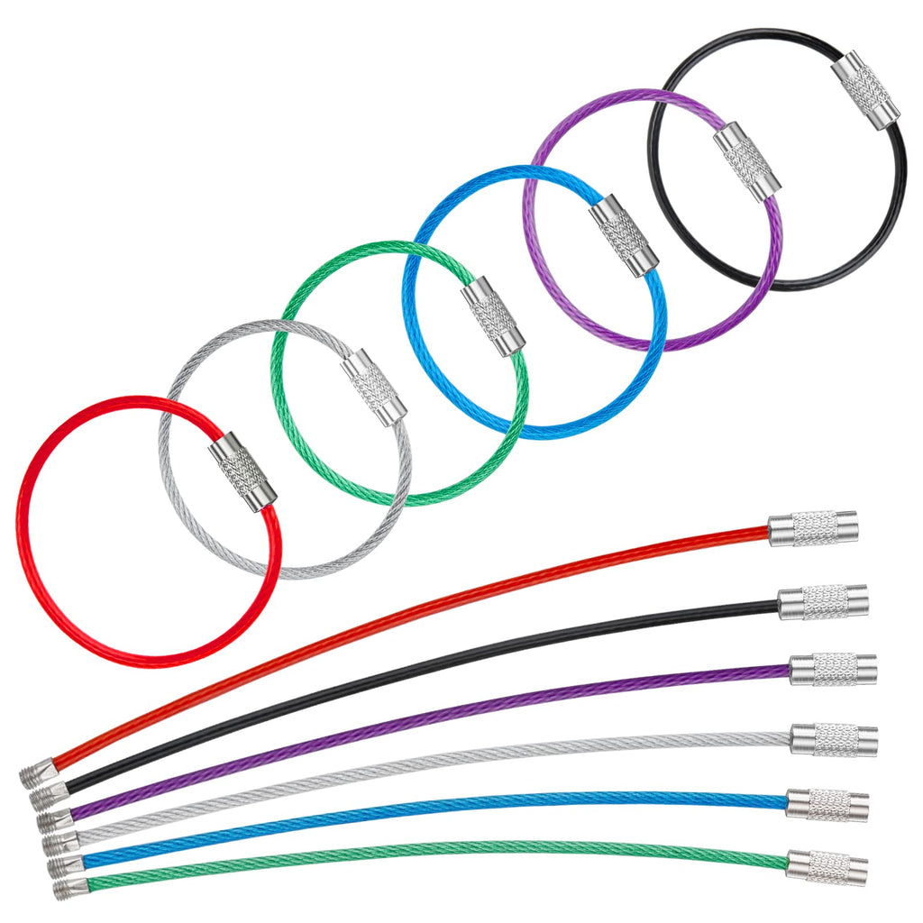 Inch Wire Keychain Cable in 6 Assorted Colors Large Stainless Steel Key Ring L