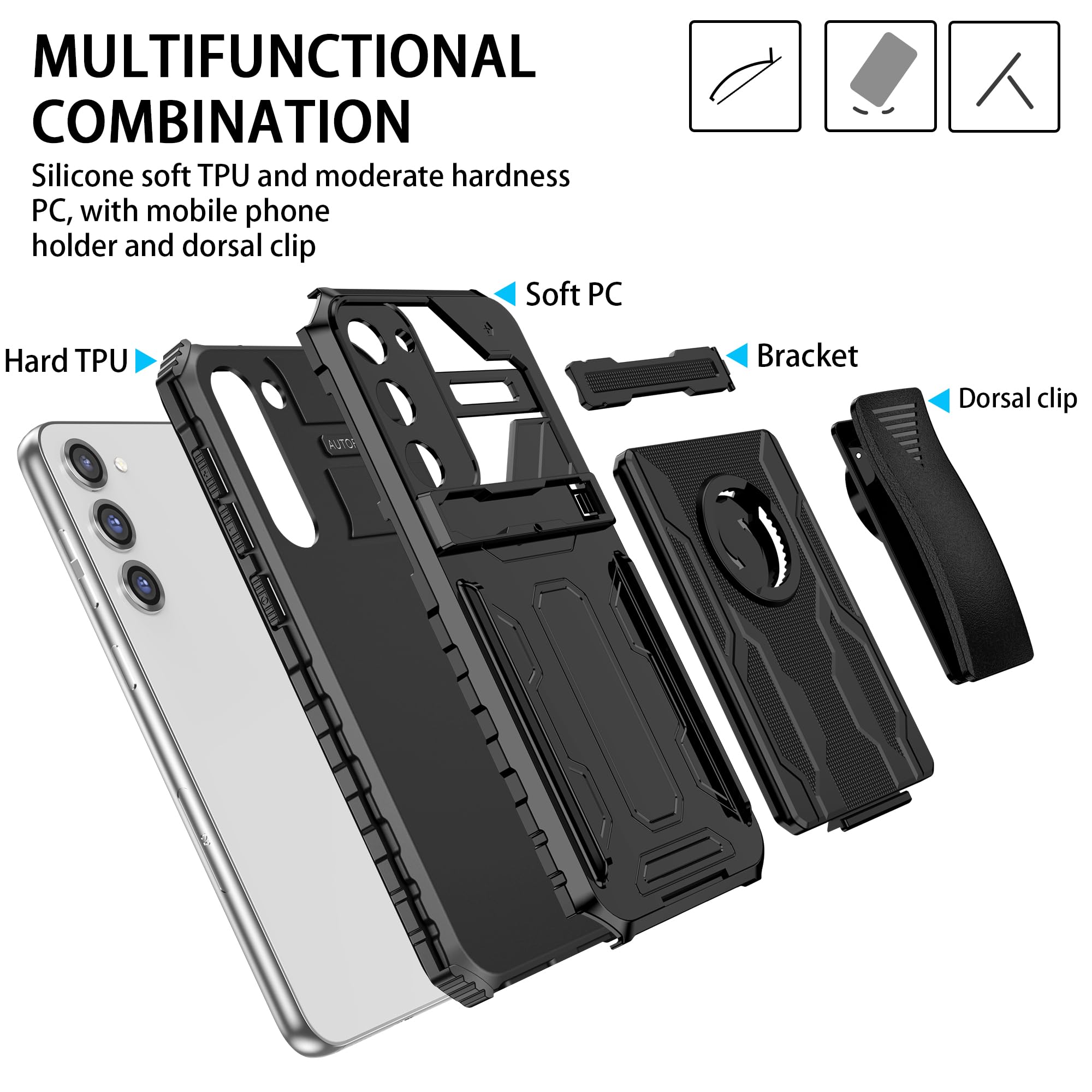 Galaxy S23 Plus 5G Case with Screen Protector & Belt Clip Holster - Ultimate Pro