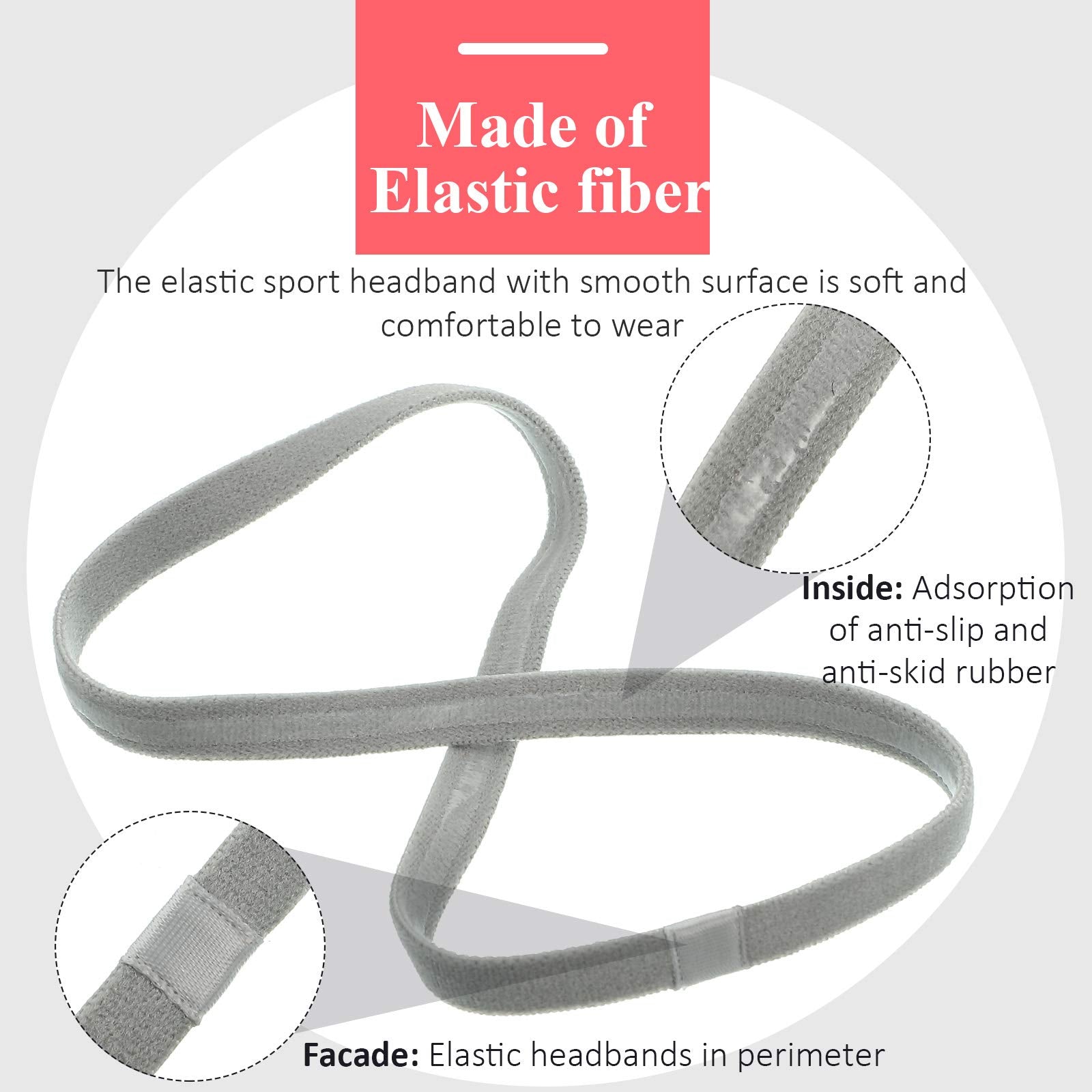 4 Pieces Thick Non-Slip Elastic Sport Headbands Hair Headbands for Women and Men