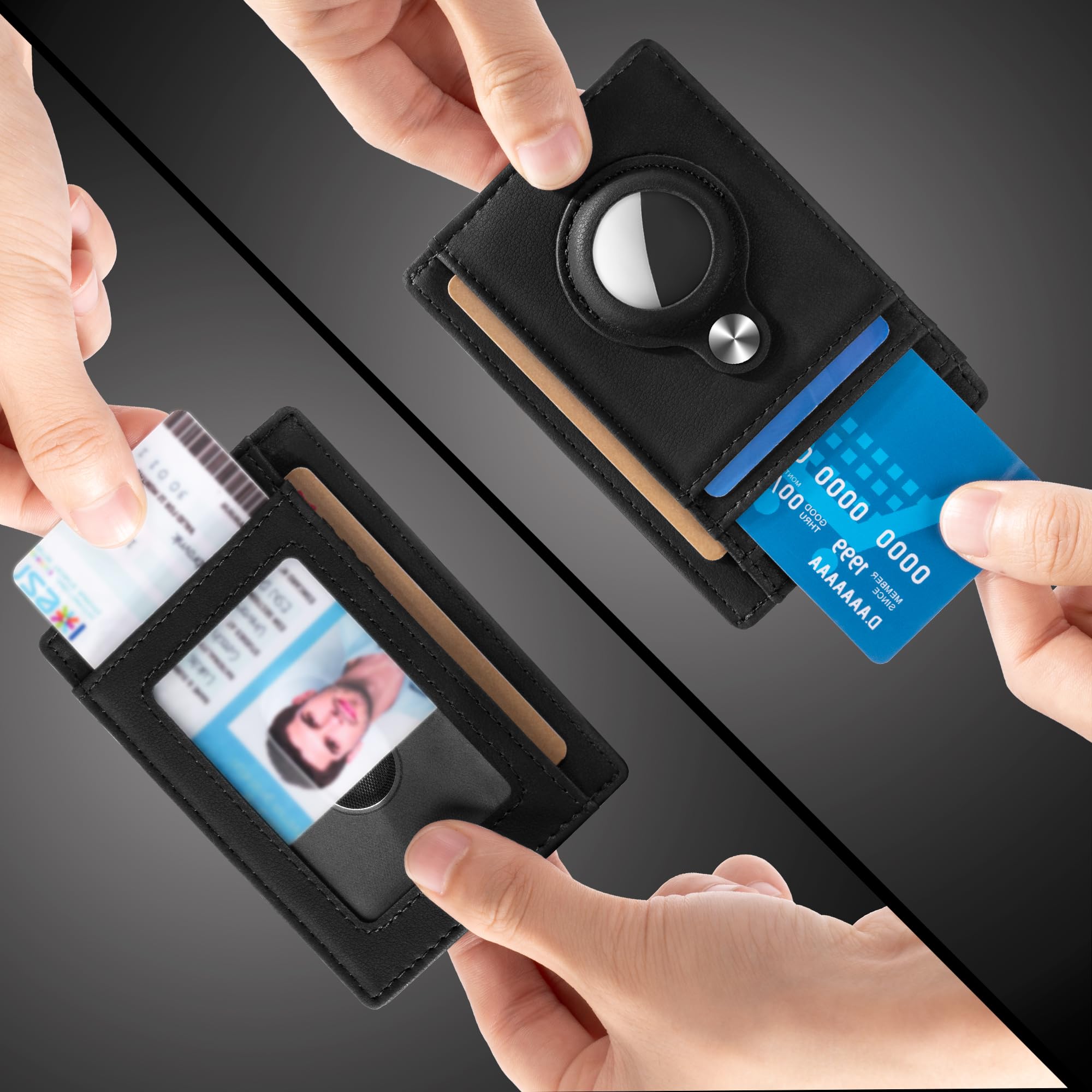 Front Pocket Air Tag Wallet, RFID Blocking Card Holder Wallet wi