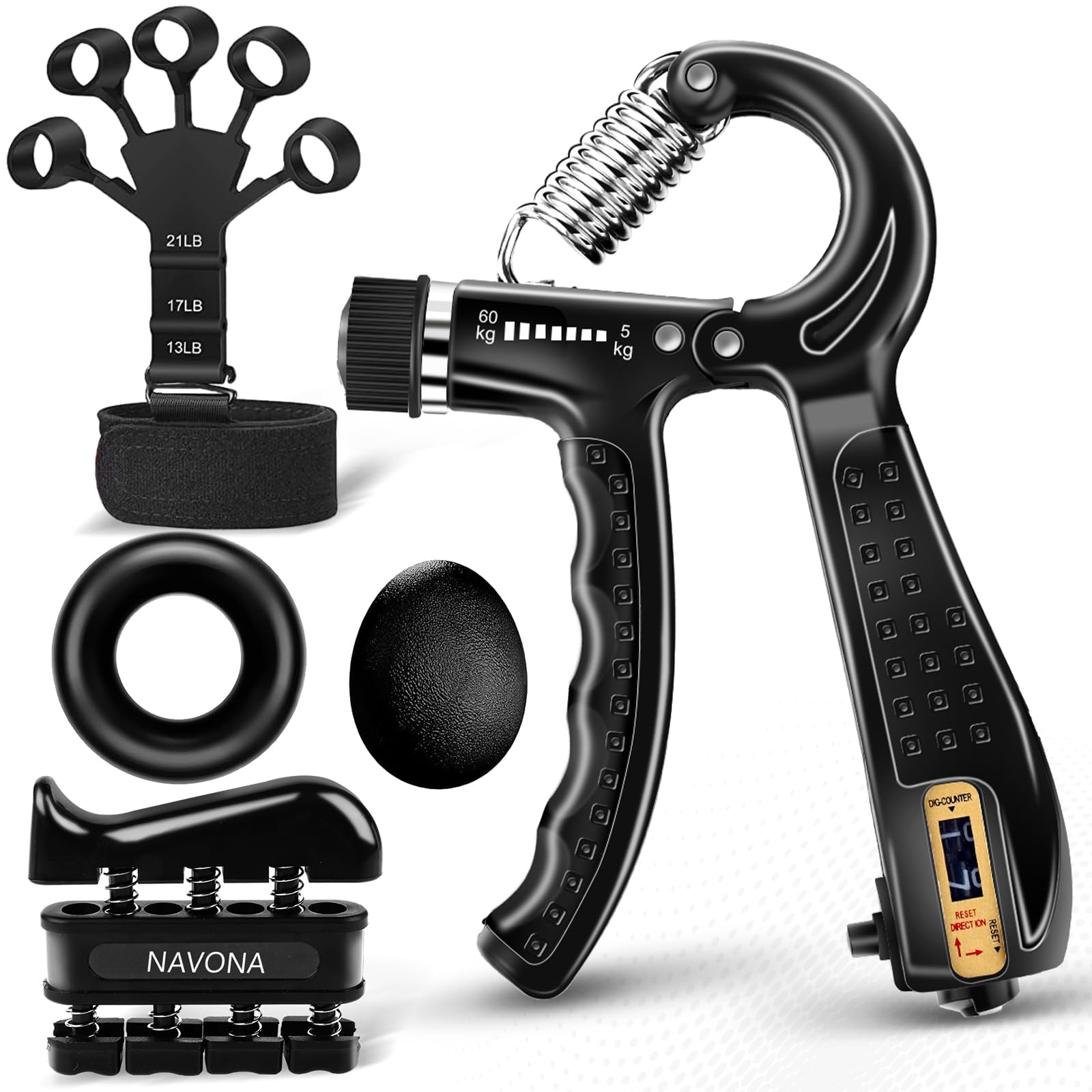 PCS Grip Strength Trainer Kit, Hand Gripper Strengthener, Forearm Strengthener,