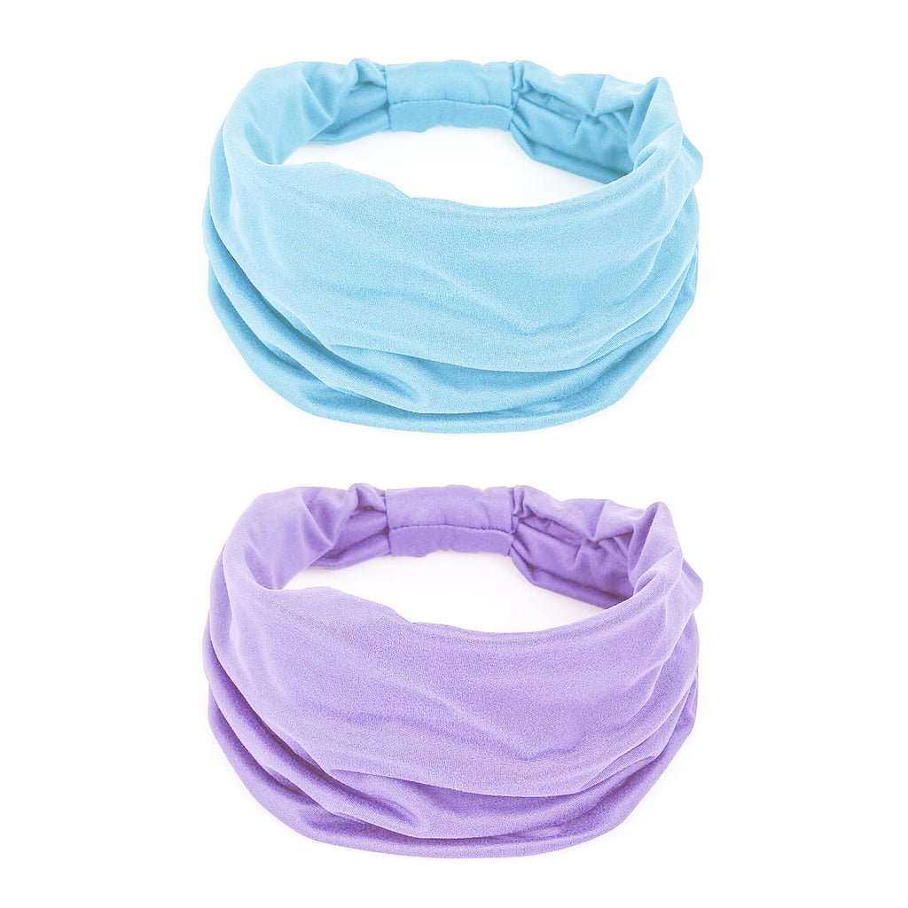2 Pack Wide Headbands for Women Boho Knotted Non Slip Fashion Hair Bands Yoga Ru