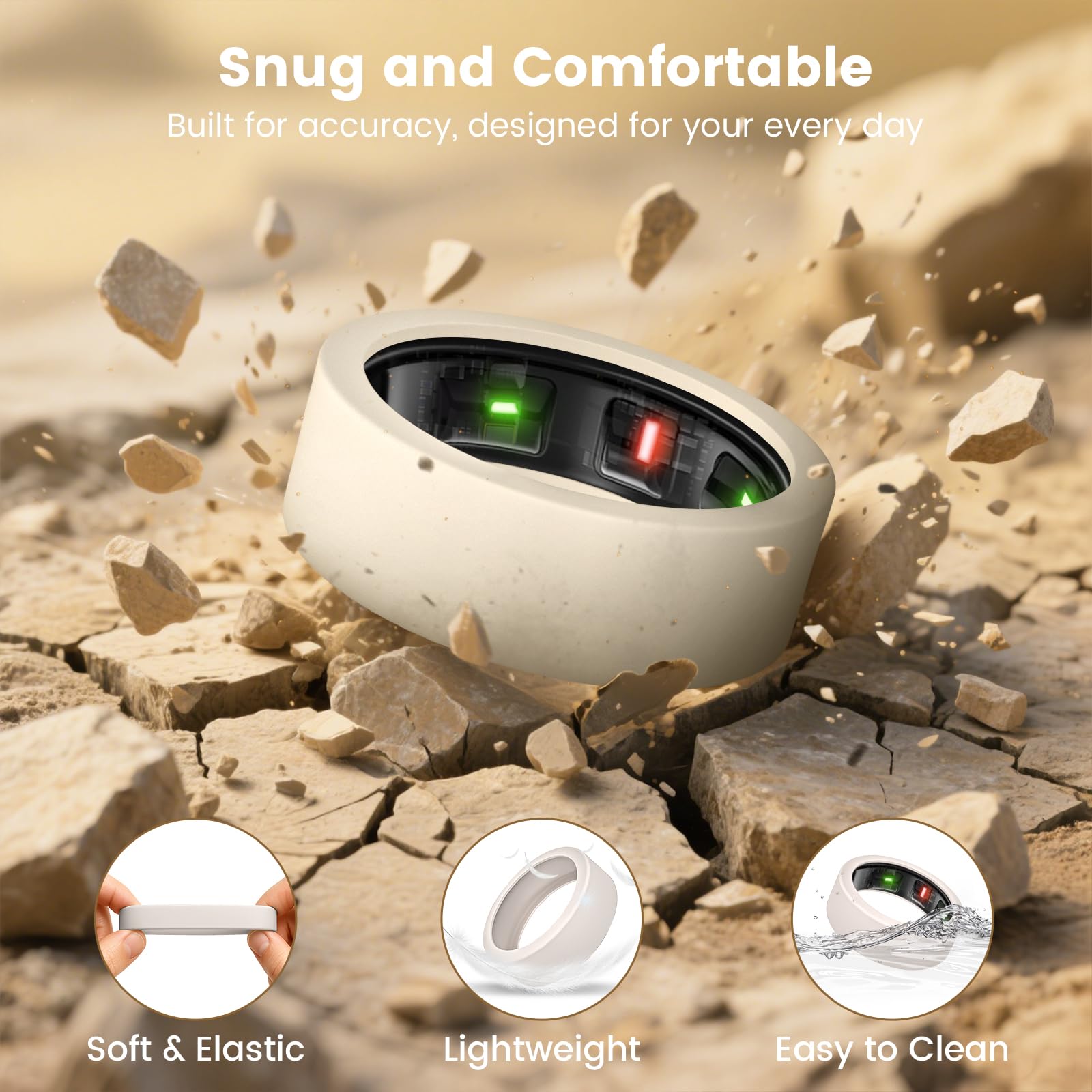 Compatible with Oura Ring Gen 4/Oura Gen 3 Cover, Anti-Scratch Elastic Si