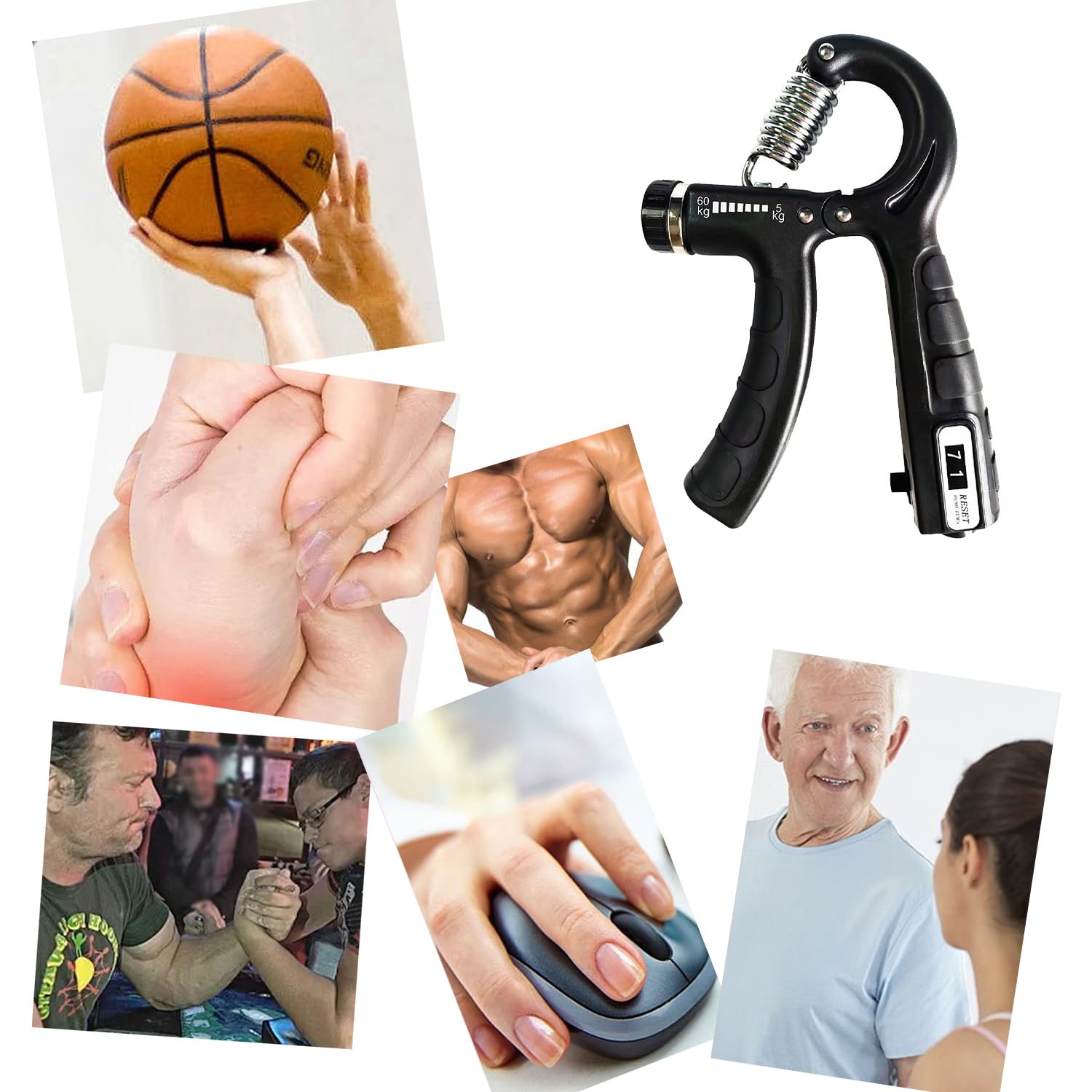 Hand Grip Trainer Number Counter Forearm Finger Wrist Gripper Exerciser 5-60kg A