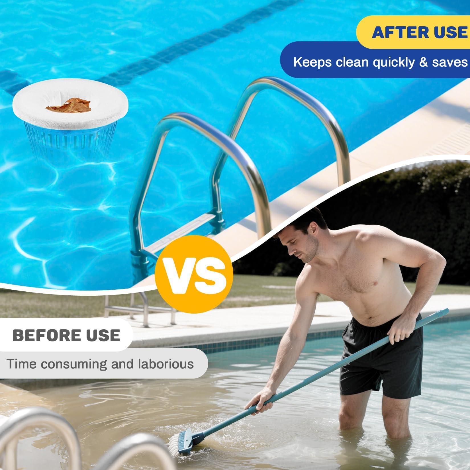 Pack Pool Skimmer Socks - Pool Socks for Skimmer Basket, Traps Dog Hair, Sand