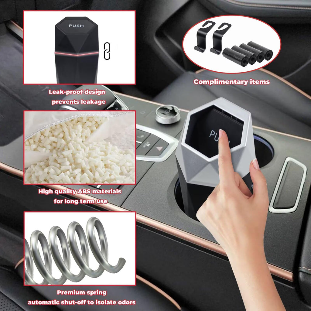 Trash Can, Car Trash Bin With Lid, Car Accessories For Women Interior, Car Garba
