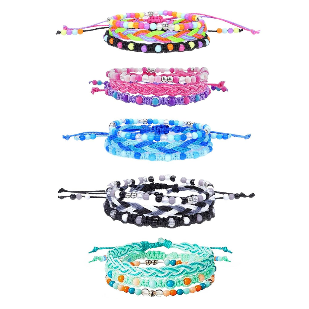 15pcs Braided Beaded Friendship Bracelets for Teens Girls Handmade Stackable Wov