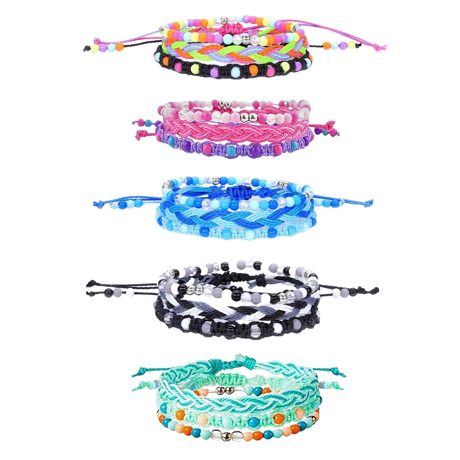 15pcs Braided Beaded Friendship Bracelets for Teens Girls Handmade Stackable Wov