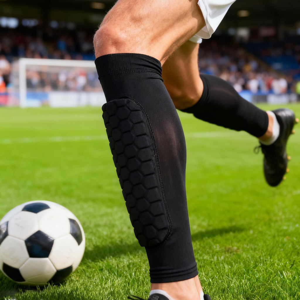 A Pair of Soccer Shin Guards Shin Pads for Kids Youth Adult, Calf Compression Sl