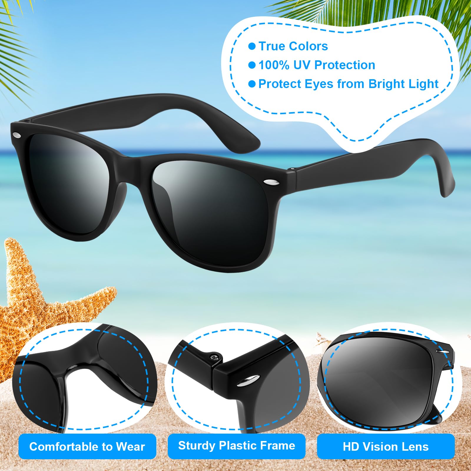 Pack Black Sunglasses Bulk Retro Black Shades Party Sunglasses for Adult Men W