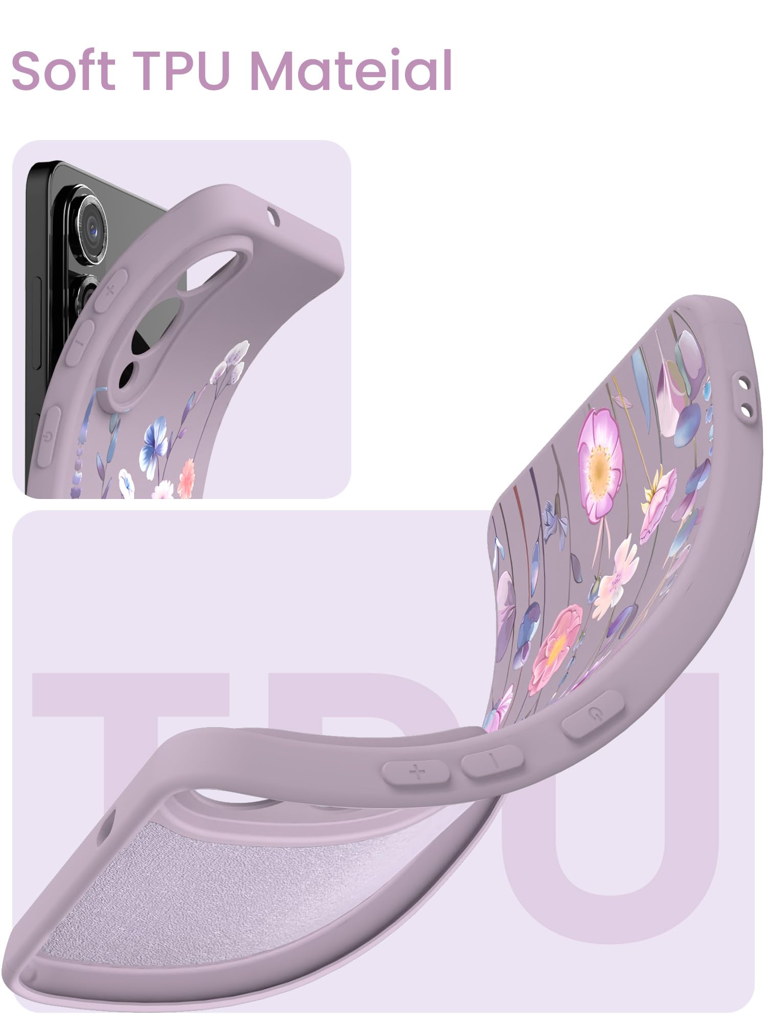 for Samsung Galaxy S25 Edge Case, Girls Women Florals Liquid Silicone Phone Case