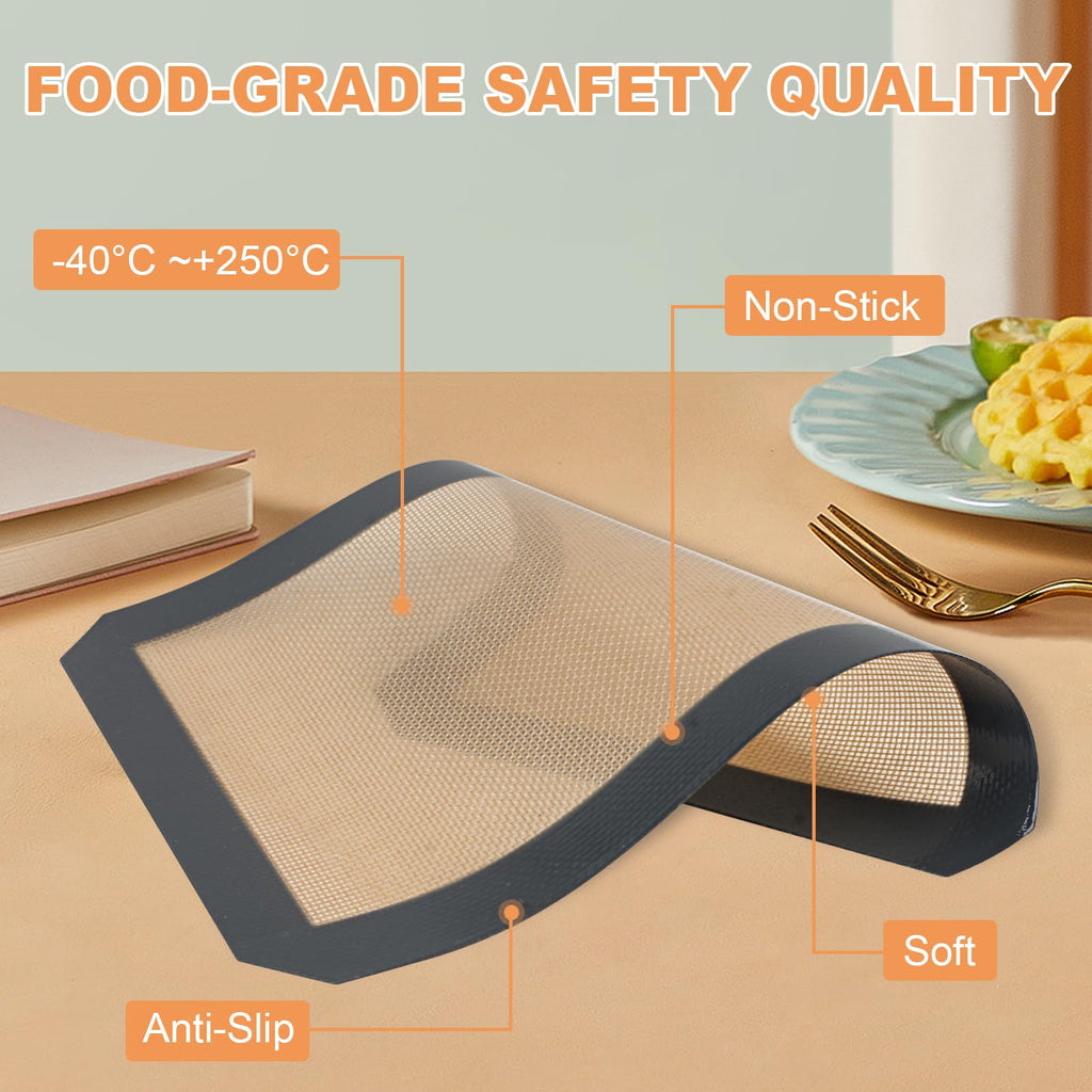 Baking Mat 2 Pack — 11.8"x8.3" Reusable Non-Stick Food-Safe Oven Sheet for Cooki