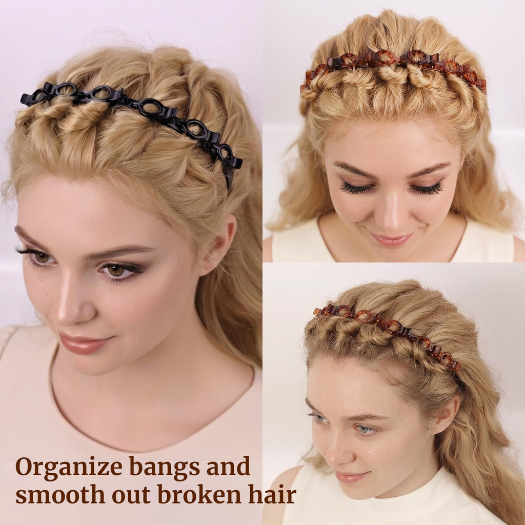 2 Pack Clip Headband for Twisty Bangs, 90s Hair Accessories for Women with 8 Min