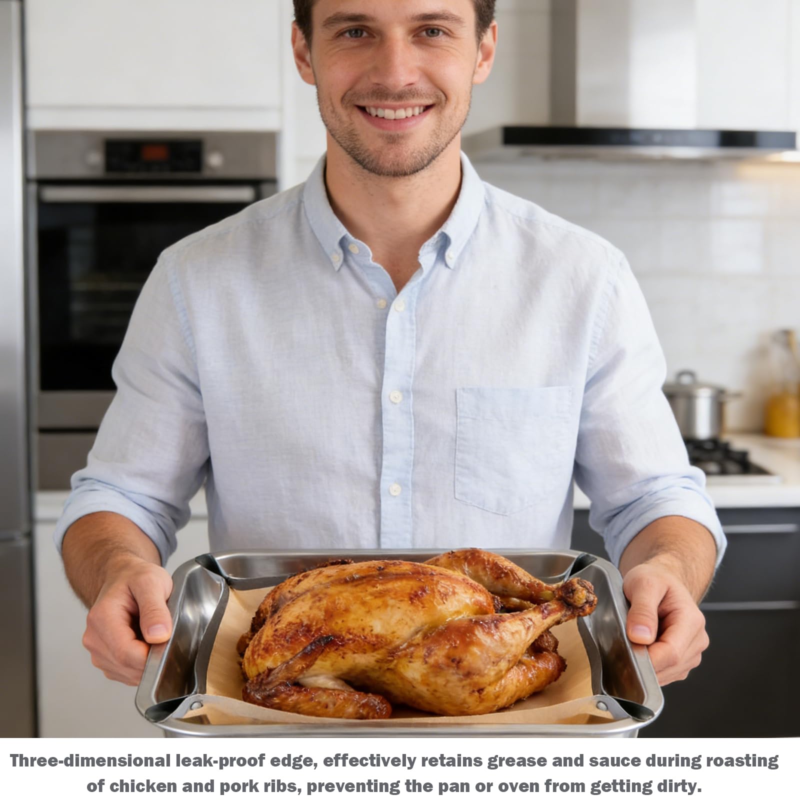 Baking Mat with Buckle — No-Leak Non-Stick Oven Liner with Snap-Lock Corners