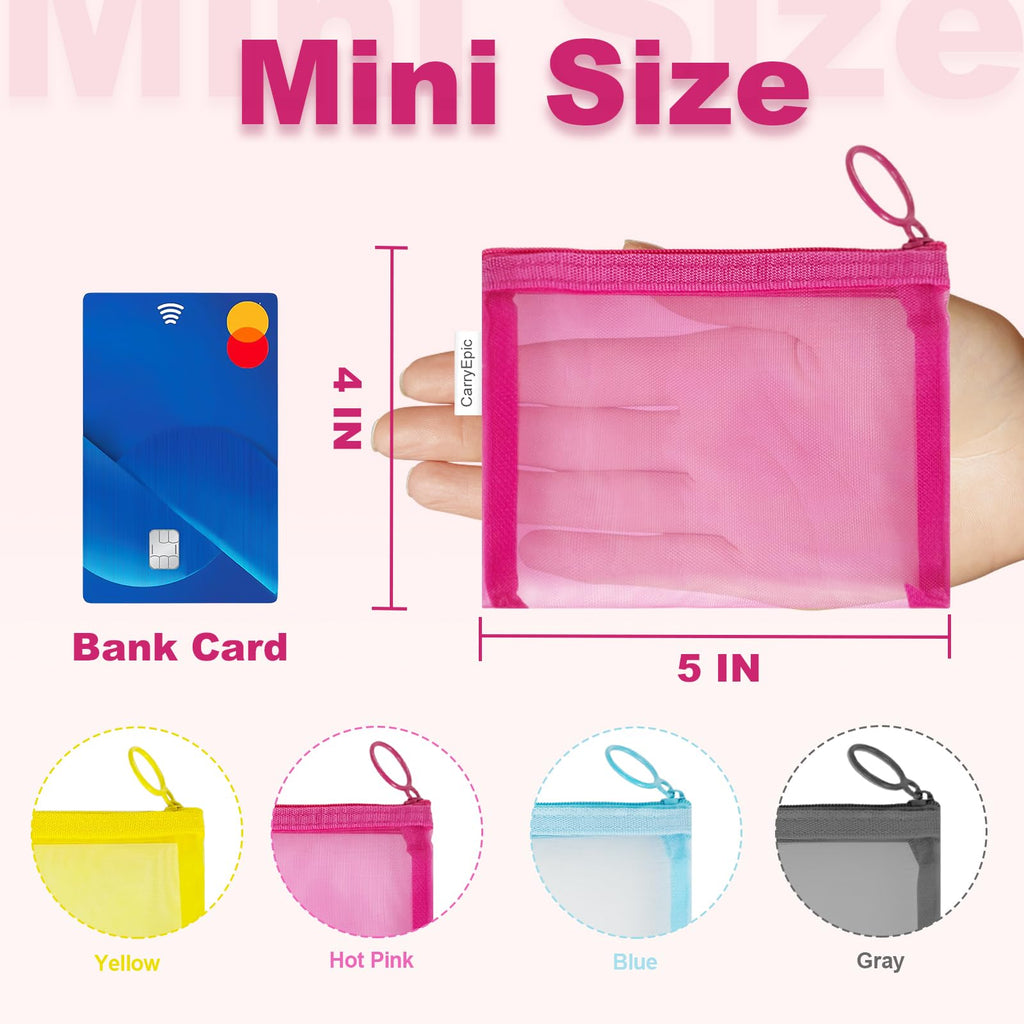 Pack), Small Mesh Bags with Zipper Nylon Makeup Pouches Bag Cosme