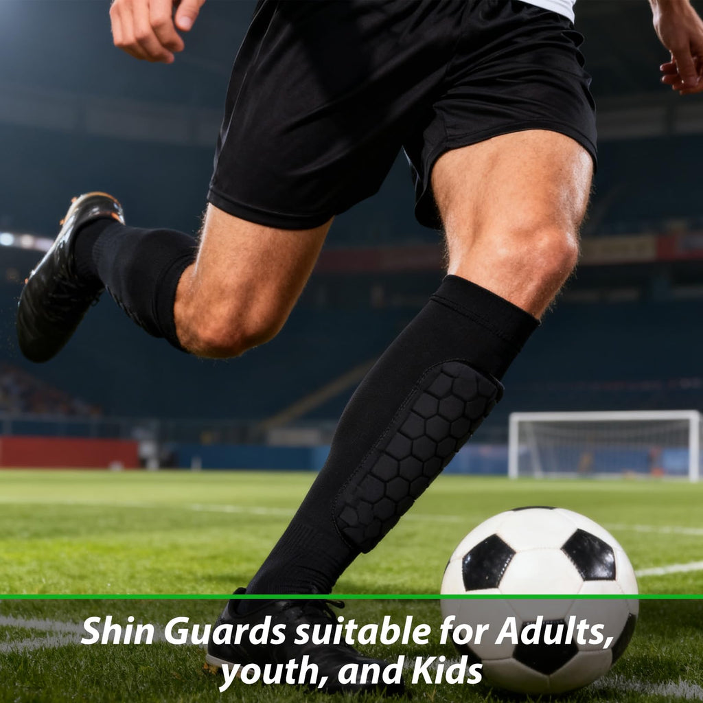 A Pair of Soccer Shin Guards Shin Pads for Kids Youth Adult, Calf Compression Sl