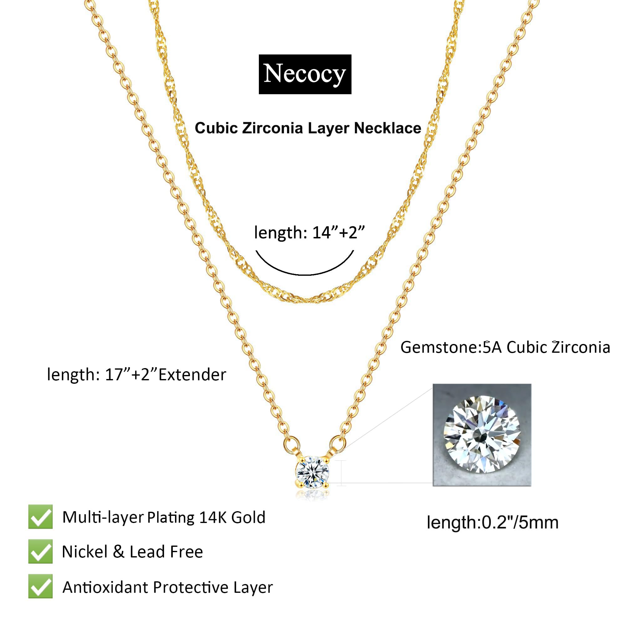 Layered Gold Necklaces for Women, Dainty Layered Necklace 14k Gold Plated/Silver