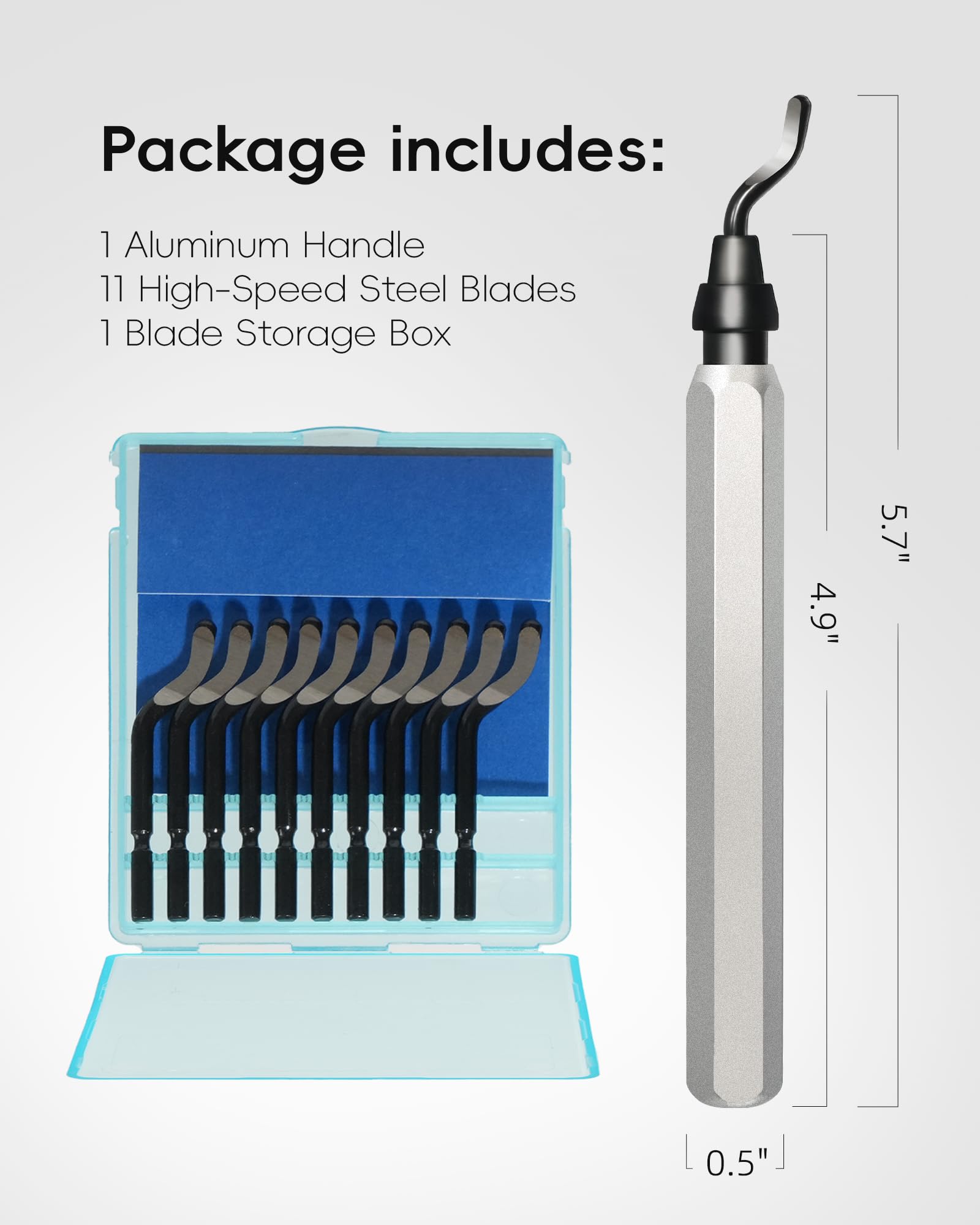 11-Blade Deburring Tool for 3D Printing, Premium High-Speed Steel Blades for Smo