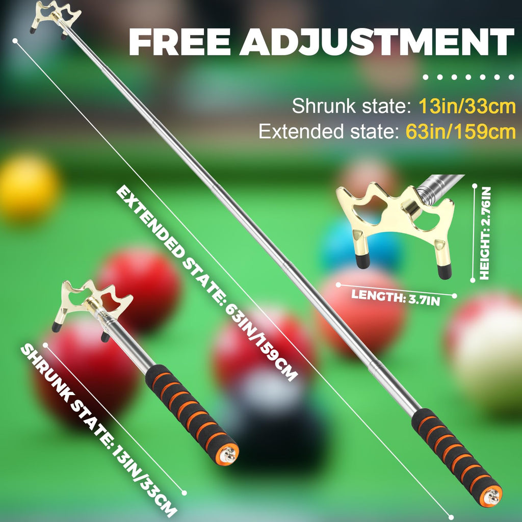 Pool Bridge Stick, Professional Retractable Pool Cue Bridge with Removable Brass