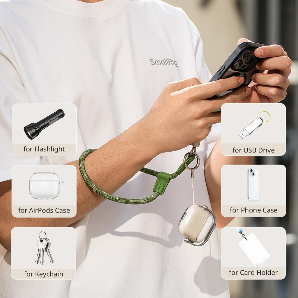 Phone Wrist Strap, 38Cm Leather & Nylon Wrist Strap For Smartphones With Built-I