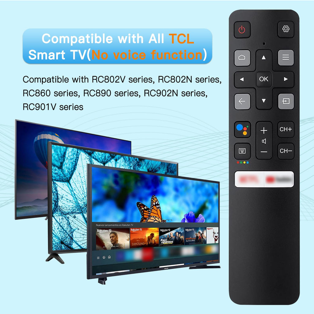 Remote Rc802V For Tcl Android Tv 4K Smart Tv Remote Control No Setup Required, 4